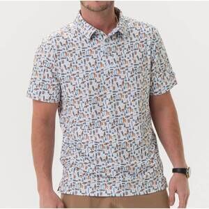 NEW BURLEBO men's performance button up shirt in crawfish boil